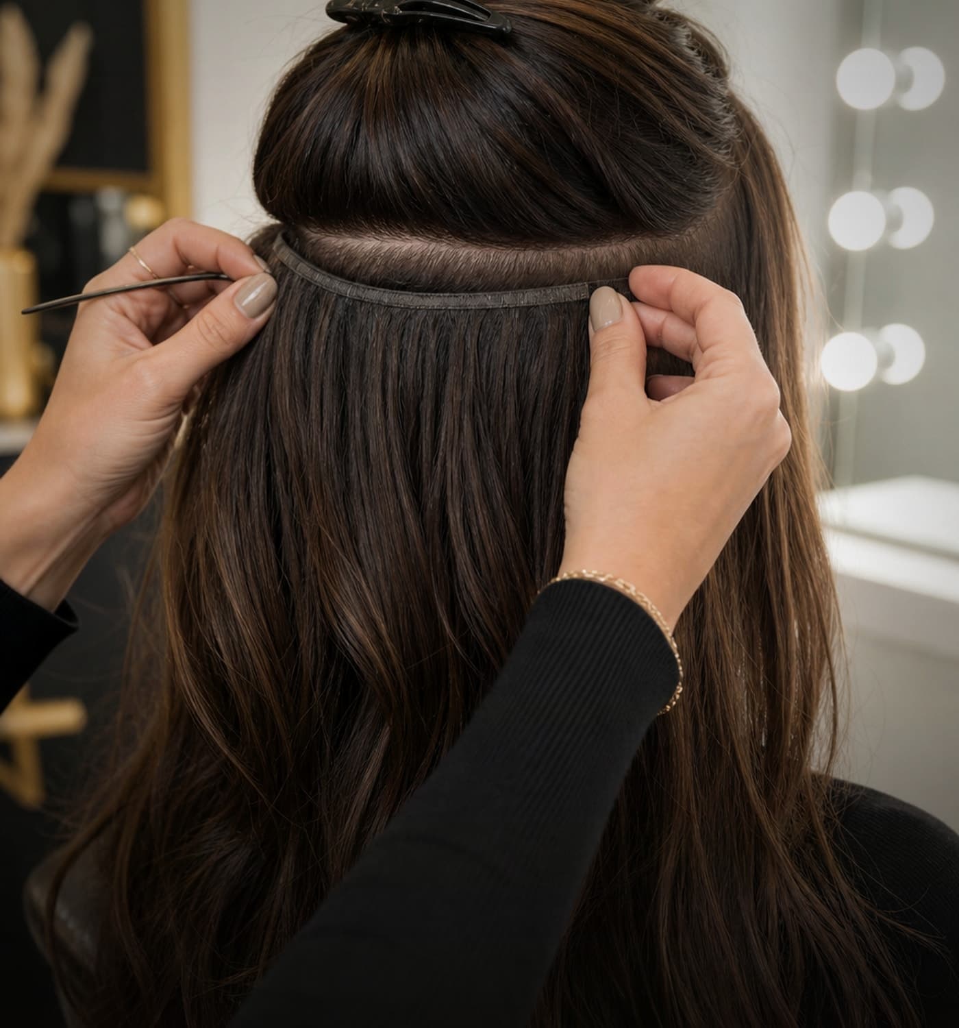 Weft full head hair extension service